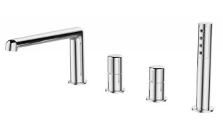 Смеситель на борт ванны с ручным выдвижным душем, хром BelBagno UNO-BVD4-CRM